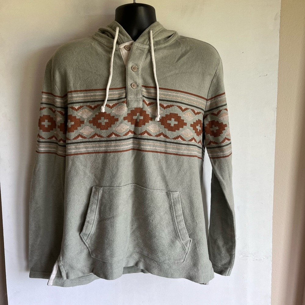 American Eagle Outfitters Green and Brown Patterned Sweatshirt Mens medium